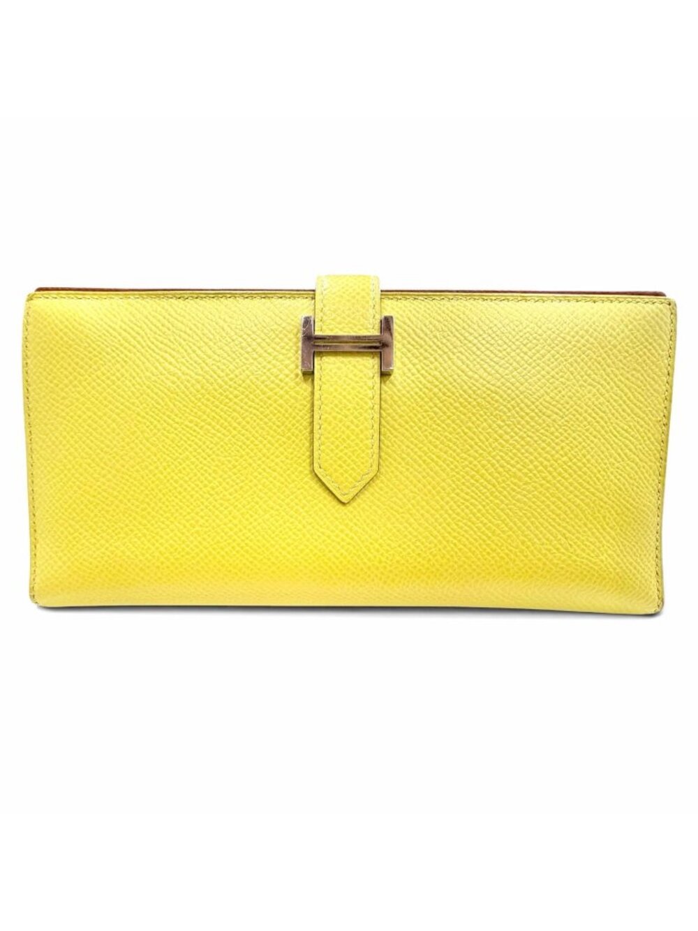 Hermes Bearn Souffle Verso Veau Epsom Lime Terbatue Bicolor Silver Wallet
